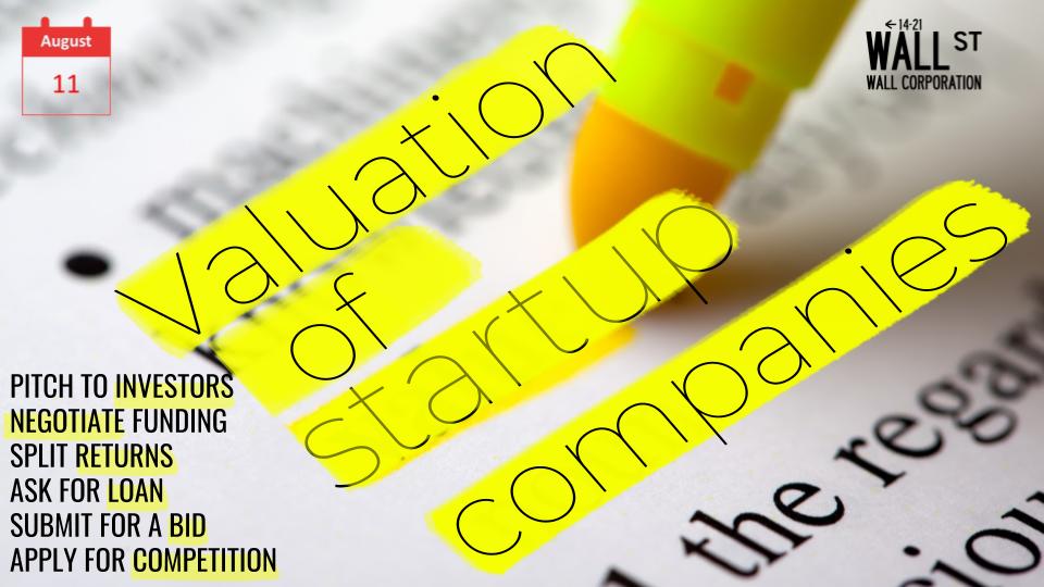 Valuation of startup companies